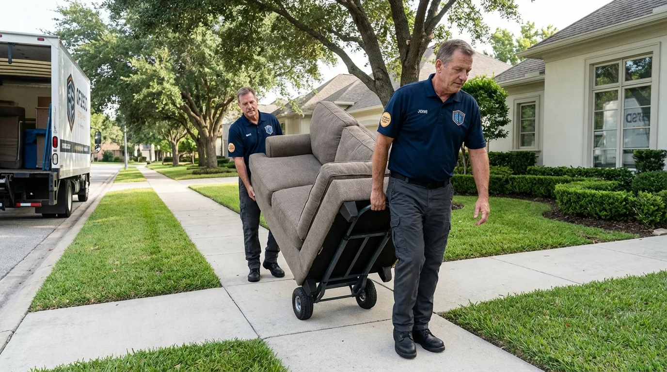 Local residential moving crew loading furniture in Geneva, AL